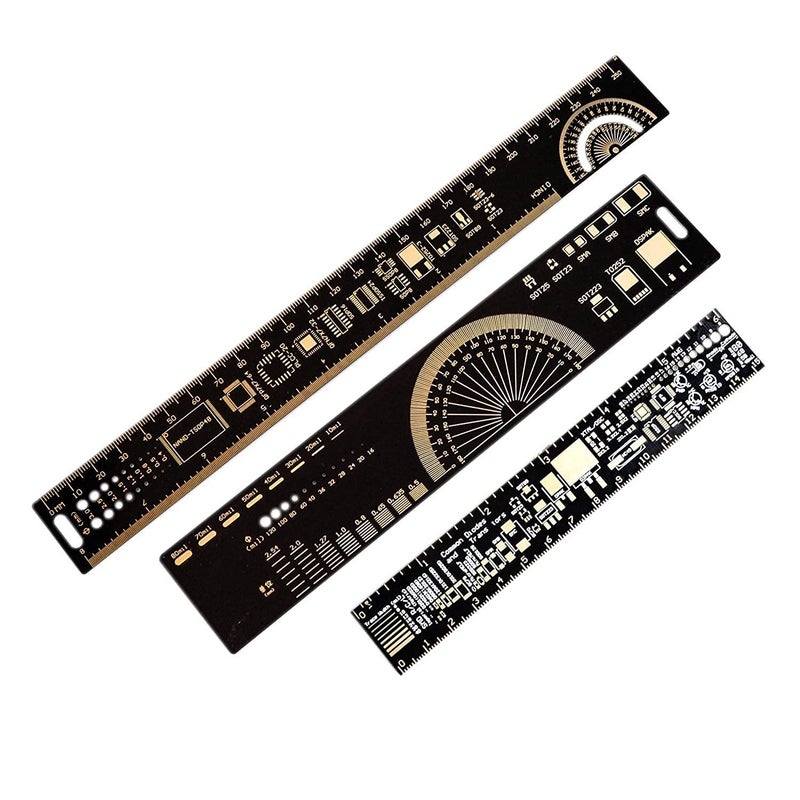 Mayata 3PCS/4PCS 15cm 20cm 25cm 30cm Multifunctional PCB Ruler Measuring Tool Resistor Capacitor Chip IC SMD Diode Transistor Package 180 Degrees (4pcs/lot) - Image 3